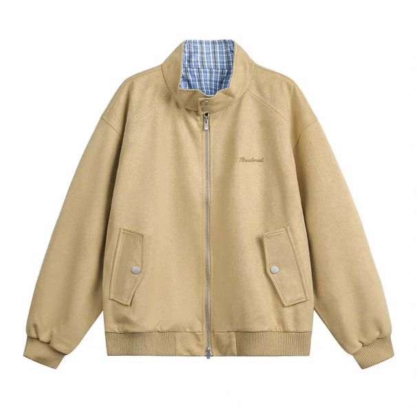 Unisex Vintage Baseball Jacket – Suede & Plaid Patchwork Lapel (S-2XL, 3 Colors) – Retro Loose Fit Coat For Autumn_viptrois.com