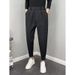 Men's Clothing Spring And Autumn Drapey Skinny Trousers Trendy Slim Fit Nine Point Casual Trousers Solid Color All Match Straight Suit Trousers_viptrois.com