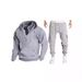 Men's Half-Zip Hoodie & Jogger Set - Winter Warm Fleece-Lined Pullover With Pockets, Athletic Casual Outfit For Gym, Running, Travel_viptrois.com