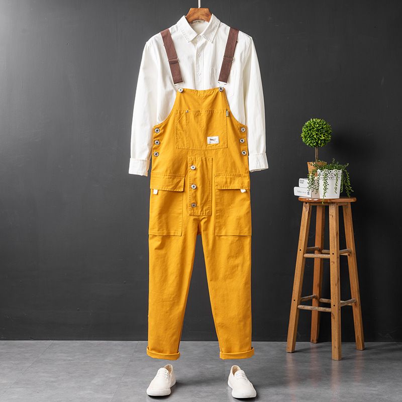 Men's Clothing retro motorcycle casual overalls for men Straight loose big pocket overalls _viptrois.com