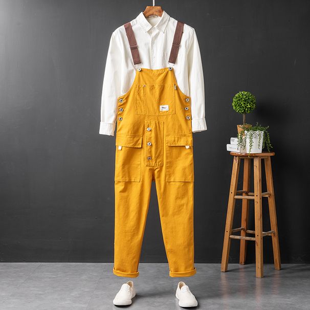 Men's Clothing retro motorcycle casual overalls for men Straight loose big pocket overalls _viptrois.com