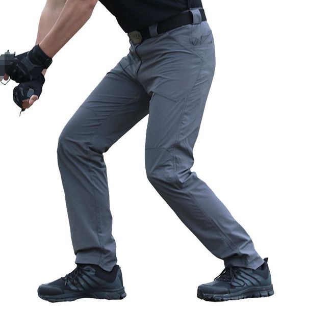 Man's clothing Men's Spring and autumn tactical pants Army fan training pants Flash commuter quick dry elastic multi-bag slim cargo pants summer_viptrois.com