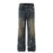 Men's Clothing High Street Vibe Distressed Blue Flared Jeans Men's Cool Slim Fit Pants_viptrois.com