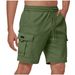 72/5000 Men's Solid Color Drawstring Elastic Waist Multi-pocket Straight Five-inch Pants, Shorts, Work Pants, Casual Pants 2025_viptrois.com