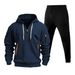 Men's Clothing Spot 220g Multi Zipper Pocket Men's Sports Suit Spring And Autumn Cross Border Plus Velvet Men's Pullover Two Piece Suit_viptrois.com