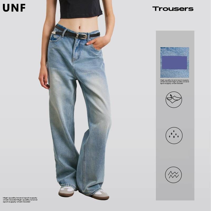 Men's Clothing Vintage Washed Straight-Leg Jeans For Men & Women | 100% Cotton Comfort | Classic Light Blue Denim | Casual Everyday Wear_viptrois.com