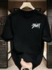 3 Pack Premium Men's Rough Brush Graffiti ZAWKT Letter Printed T-Shirt, Pure Cotton Crew Neck Casual Tee Luxury Summer Essential Black White Grey_viptrois.com