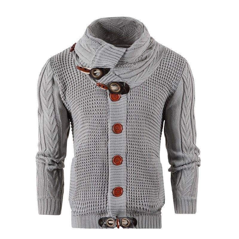 Loom Cross-Border New European And American Style Button Sweater Loose Warm Knitted Cardigan Jacket For Men_viptrois.com