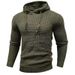 Men's Jacquard Knit Hoodie | Slim-Fit Pullover With Breathable Poly-Cotton Blend | Autumn Athleisure Essential (Army Green, Black, Heather )_viptrois.com