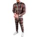 Men's Clothing Men's Suit Autumn Casual Striped Plaid Suit Fashion Jacket Slim Trousers Two Piece Suit_viptrois.com