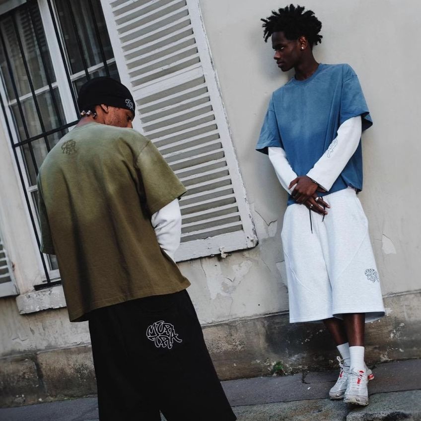 Men's Clothing Trendy Brand Embroidered Casual Shorts Sweatpants Men High Street American Retro Hip Hop Loose Sweatshirt Sweatpants_viptrois.com