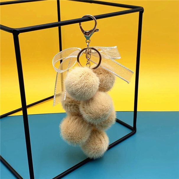 Bag Charm Creative Grape Fruit Keychain Cute Bag Plush Pendant Lace Bow Hair Ball Car Key Chain Ornaments_viptrois.com