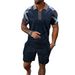 Men's Clothing Summer New Men's Casual Trend Zipper Short Sleeved Shorts Two Piece Suit_viptrois.com