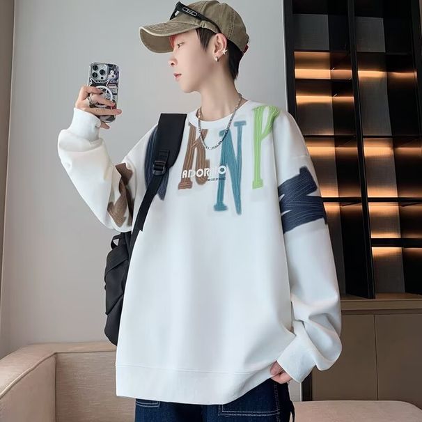 Sweatshirt Men's Spring And Autumn Loose Plus-size Casual Long-sleeved T-shirts Without Hats And Hoodies Are Trendy_viptrois.com
