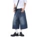 Men's American Retro Washed Denim Shorts Casual Loose Fit Five Point Streetwear Pants_viptrois.com