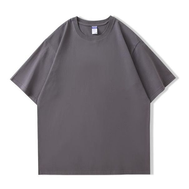 260g Summer Men's Simple American Pure Cotton Versatile Letter Round Neck Short Sleeved T-shirt Loose Fit_viptrois.com