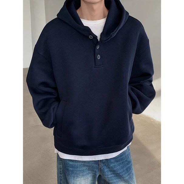 Men's Clothing American Cleanfit Button Henley Collar Hooded Sweatshirt Men's 2025 Spring And Autumn New High End Casual Jacket_viptrois.com