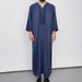 Men's Clothing New Muslim mid sleeve embroidered robe ethnic style men's robe side pocket Muslim robe_viptrois.com
