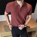 Men's High Quality Short Sleeved Polo Shirt Lyocell Linen Half Zip Business Casual Knitwear for Cross Border Foreign Trade_viptrois.com