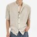 Men's Clothing Spring And Summer New Knitted Button Down Shirt Tops Breathable Casual Temperament Tops_viptrois.com