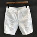 Men's Clothing Street Fashion White Ripped Denim Shorts Men's Casual Summer_viptrois.com