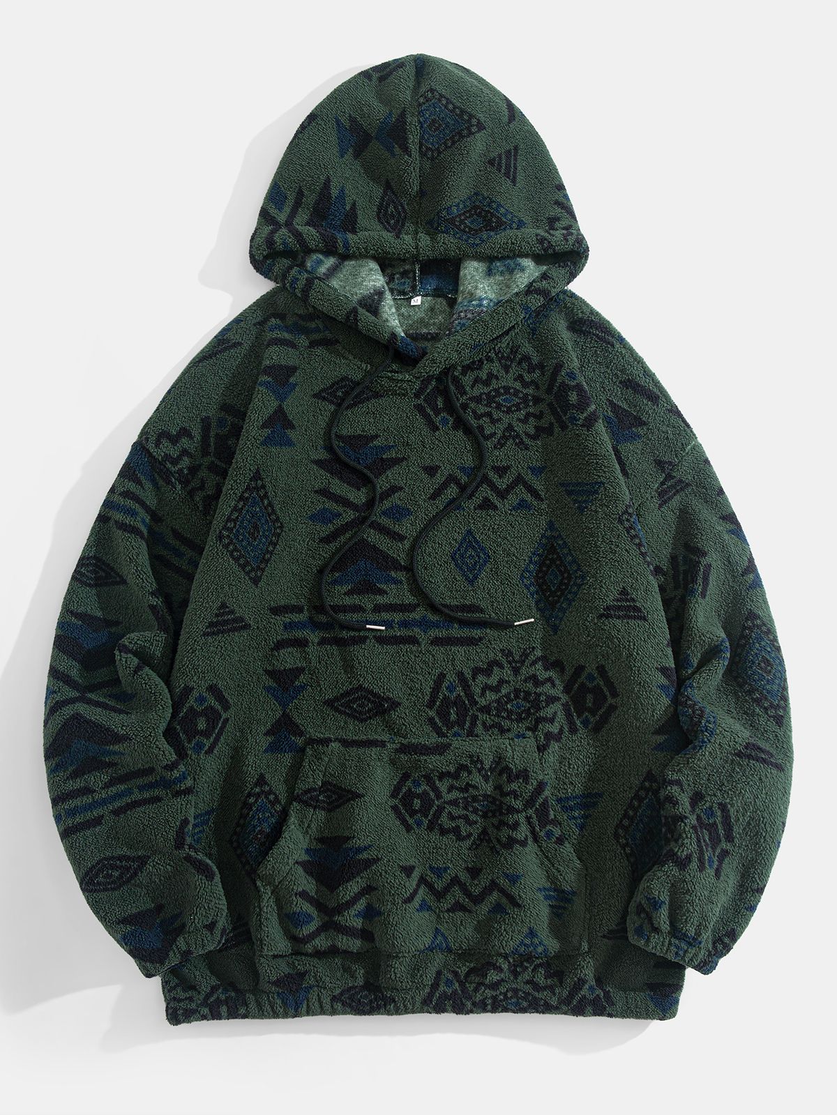 Ethnic Print Hooded Sweatshirt - Unisex Pullover With Tribal Embroidery, Oversized Streetwear (S-XXL)_viptrois.com
