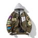 Men's Clothing Street Fashion Baseball Jacket Men's Spring New Terry Velvet Badge Embroidery Padded Jacket Hooded Jacket Women's Red_viptrois.com