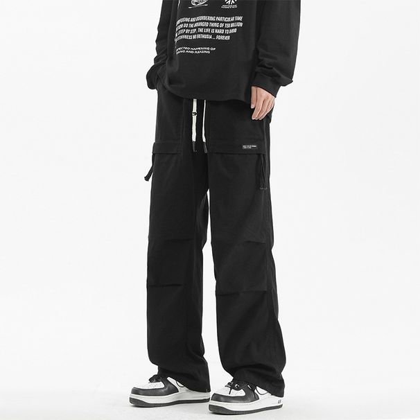 Nordmann Pure Cotton Cargo Men 2025 Spring New Loose Straight American Style Trendy Wide Leg Casual Paratrooper Long Pants_viptrois.com