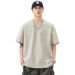 American Cotton Pure Color Simple Short Sleeved For Men, Loose Round Neck Casual Versatile Five Quarter Sleeve T-shirt_viptrois.com