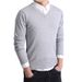 Autumn Pullover New Slim Fit Sweater Youth Solid Color Casual Business Men's Inner Wear V-Neck Base Shirt_viptrois.com