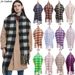 Unisex Black rice check coarse fringe scarf women's thickened bib shawl_viptrois.com