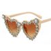 Retro Diamond Studded Sunglasses, Fashionable Peach Heart Sunglasses For Women, Metal Hinges, Large Frame, Personalized Glasses, Cross Border_viptrois.com