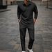 Breathable Jacquard Polo Set – Lapel Collar Summer Suit With Moisture-Wicking Trousers (Black/White/Gray/Army Green/Khaki/Navy, S-XXXL)_viptrois.com