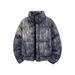 Men's Clothing Thickened Patterned Warm Couple Puffer Jacket, Men's Outerwear, Stand Collar, Short Loose Cotton Coat, Women's Winter Style_viptrois.com