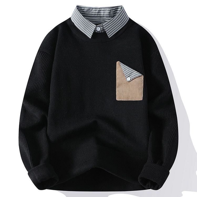 Fashion Knit Pullover Sweater With Shirt Collar Design, Breathable & Machine Washable, Casual Wear For Men & Women, Available In Multiple Colors_viptrois.com