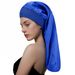 Elastic long tube sleeping cap with large wide brim satin hair care cap beauty makeup cap solid color headscarf_viptrois.com
