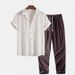 Men's Stylish Short Sleeve Linen Shirt & Pants Set With 3D Digital Print - Comfortable Summer Outfit For Casual Wear_viptrois.com