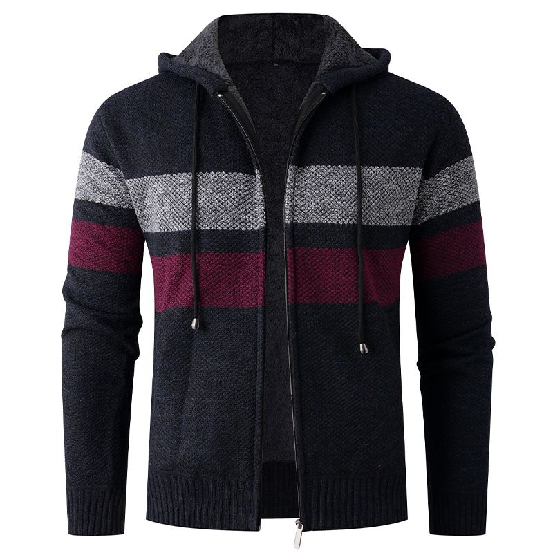 2025 New Men's Jacket Hooded Thickened Knitted Sweater Fashion Casual Men's Sweater Cardigan_viptrois.com