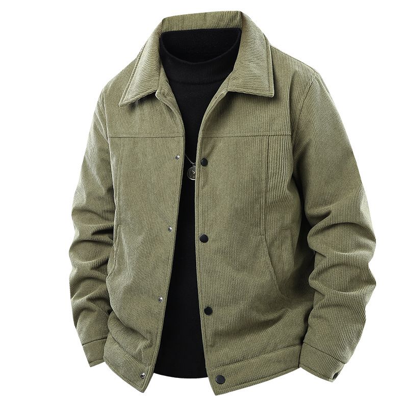 Men's Corduroy Fleece-Lined Jacket - Winter Workwear Coat With Warm Sherpa Lining, Relaxed Fit & Zip Closure, M-5XL_viptrois.com