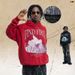 American-style Distressed Peace Dove Print Hoodie, Loose Fit Trendy High Street Hooded_viptrois.com