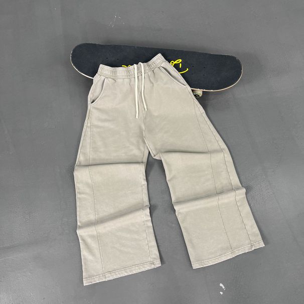 Vintage Washed Wide-Leg Cargo Pants – Streetwear Distressed Cotton Blend (Unisex, Oversized Fit, Snowflake Bleach Effect, S-XXL, High-Waisted)_viptrois.com