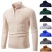 Men's Clothing Knitted Sweater Men's Semi-Turtleneck Zip-Up Knit Sweater Long Sleeve Pullover Casual Slim Fit Comfortable For Spring Autumn_viptrois.com