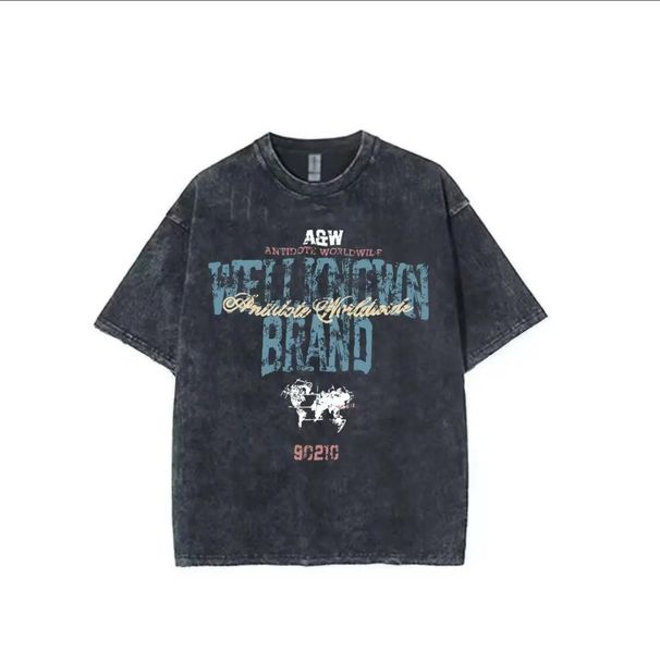 Men's Clothing Heavy Cotton Short Sleeved T Shirt Handsome Trend Washed Half Sleeved T Shirt Summer New Style Old Top_viptrois.com