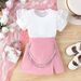 Mother&Kids Summer solid color flying sleeve short sleeve dress set two-piece lovely princess style_viptrois.com