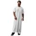 Men's Clothing Turkish Muslim Men's Short Sleeved Solid Color Medium Length Blouse Men_viptrois.com