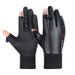 Winter leather warm gloves plus velvet men's non slip open finger windproof water proof touch screen photography cold proof flip gloves_viptrois.com
