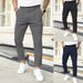 Men's 2024 New Spring And Autumn Men's Double Pleated Line Solid Color Casual Formal Trousers_viptrois.com