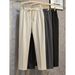 Men's Clothing Summer Thin Tapered All Match Drape Straight Trousers Men's Solid Color Trendy Drawstring Slim Fitting Non Iron Nine Point Casual Pants_viptrois.com