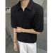 Men's Clothing Polo Short Sleeved Men's Summer Heavy Loose Lapel Teenagers' Short Sleeved Tops For Men_viptrois.com