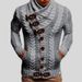 Loom 2024 New High Collar Horn Leather Button Knitted Fashion Cardigan Men's Sweater_viptrois.com